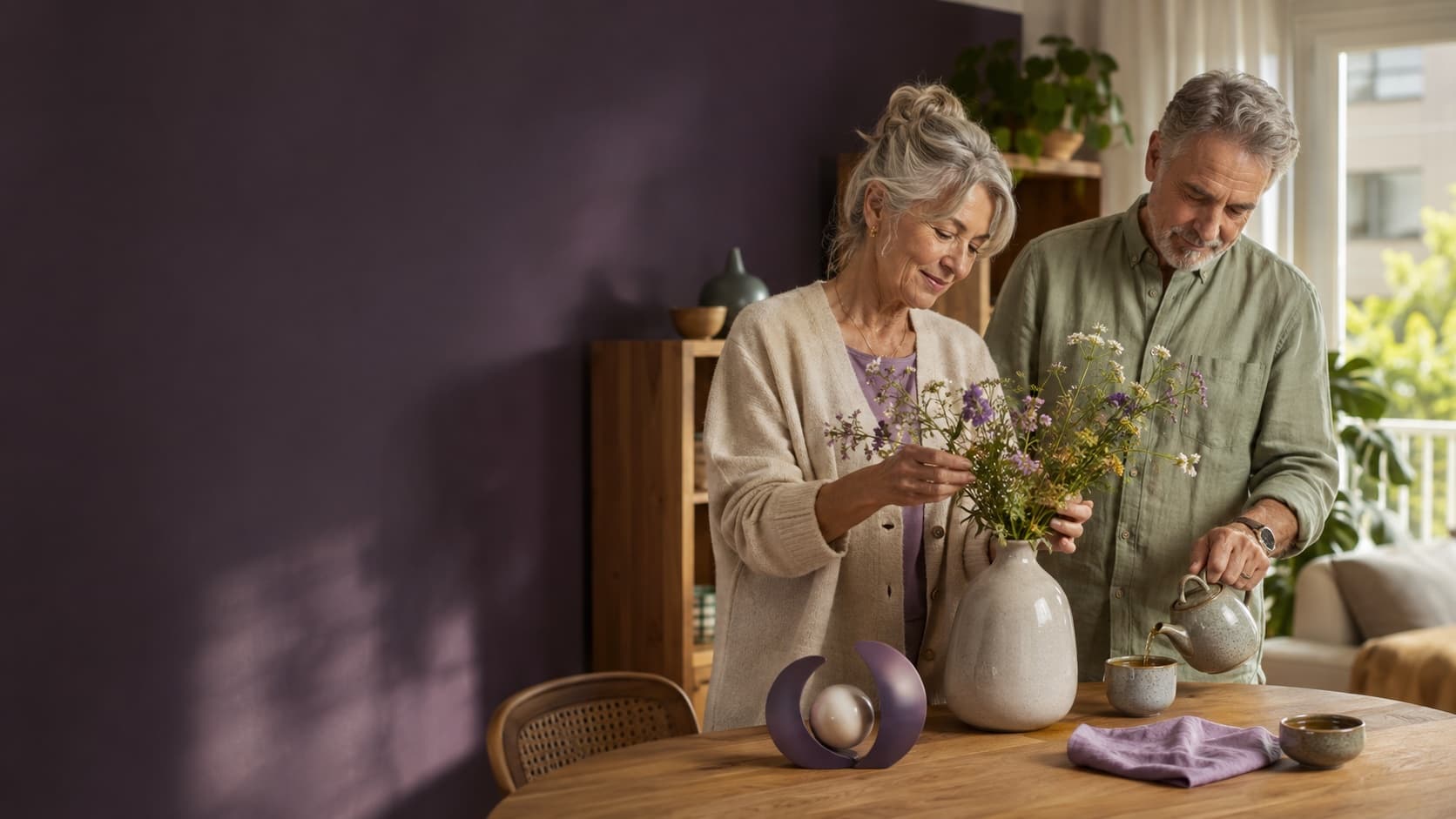 Couple senior préparant sereinement ses choix de couverture santé